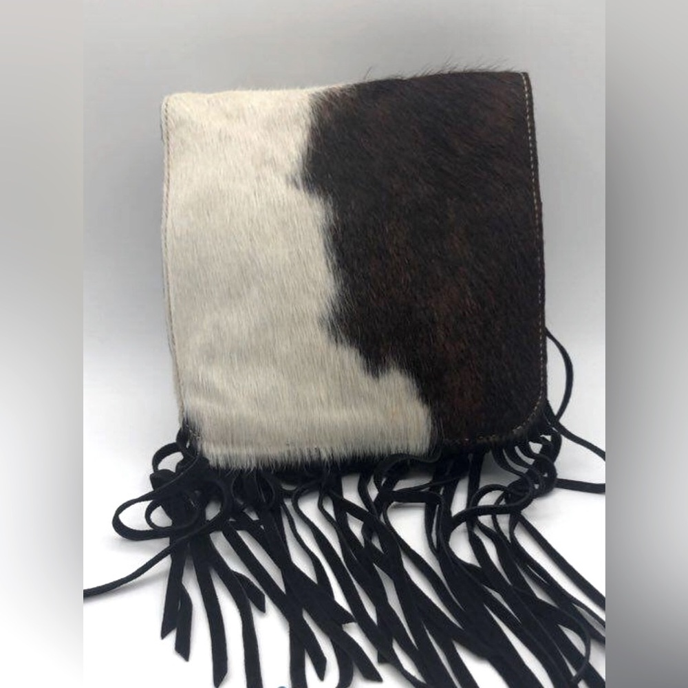 NWT 🐄 Patricia Nash genuine cowhide & leather fringe crossbody